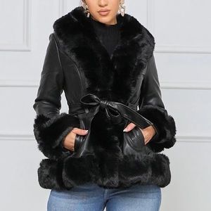 New Faux Fur Leather Jacket sz small